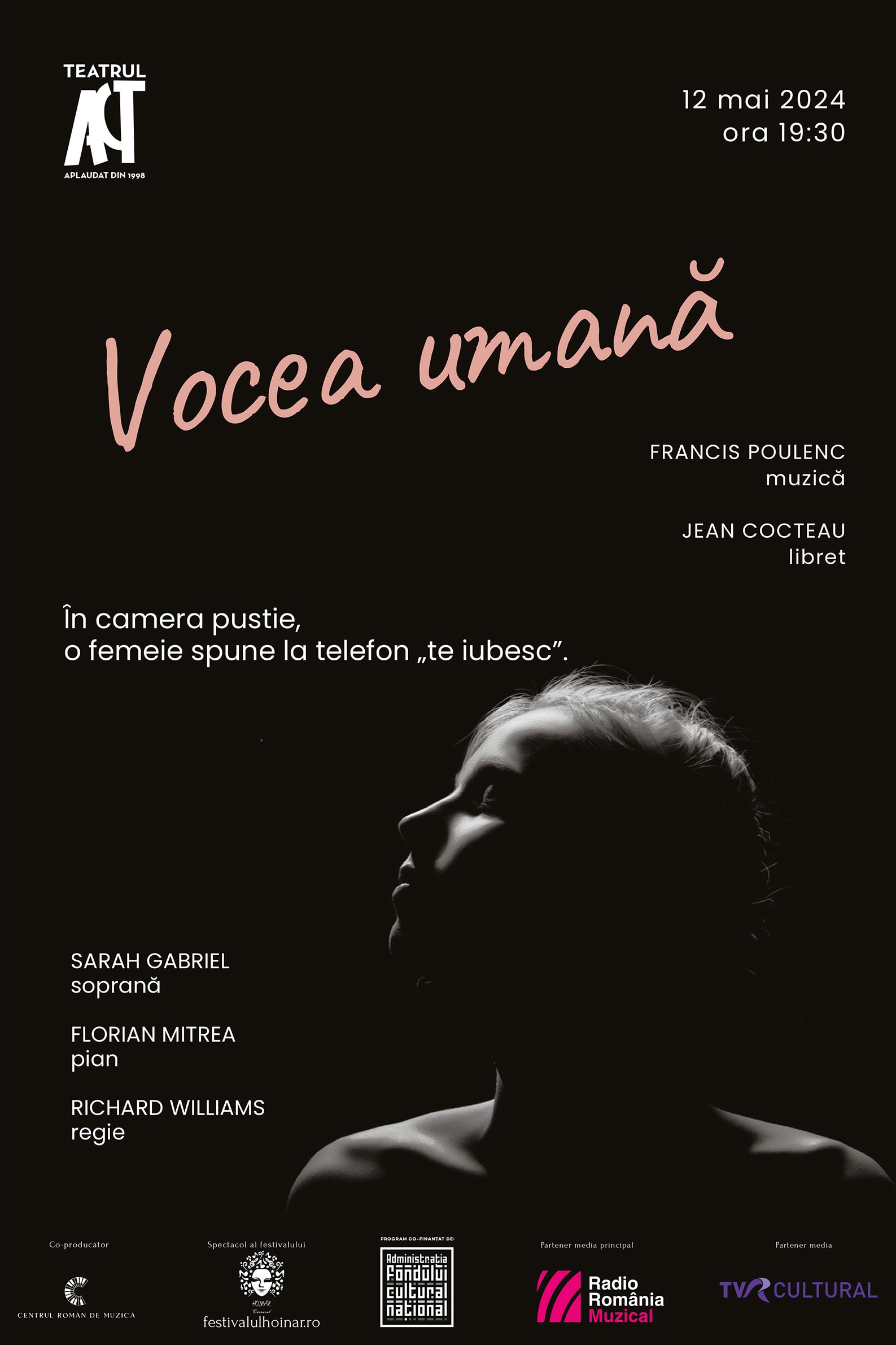Poster for the concert Vocea umana May 2024
